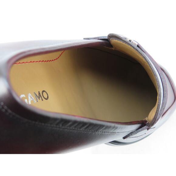 FERRAGAMO BURGUNDY LEATHER FLORIO GANCINI BIT LOGO LOAFERS 10.5 EE US 11.5 - Picture 7 of 10